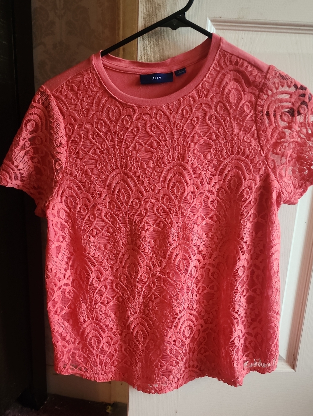 Apt. 9 Coral Lace Short Sleeve Tee
